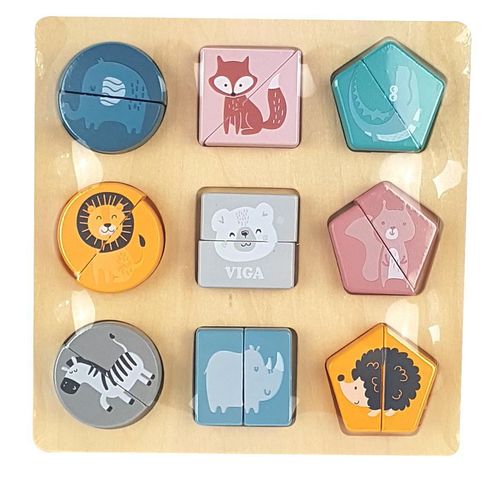 купить Головоломка Viga 44012 Shape Block Puzzle Wild Animals в Кишинёве 
