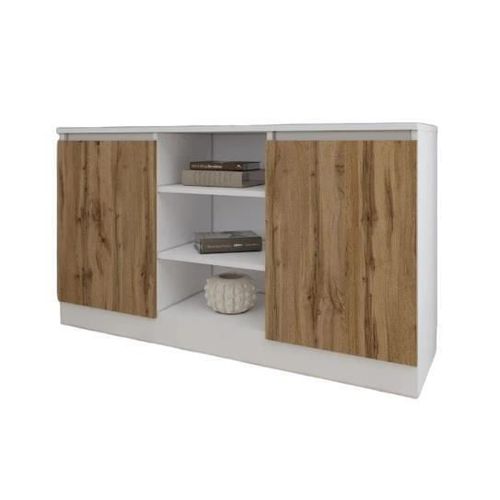 cumpără Comodă Smartex (16255) Т5 140cm Alb+Stejar inchis în Chișinău 