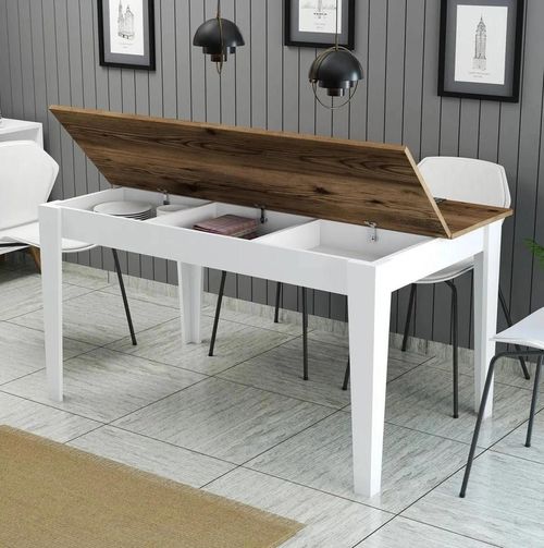 cumpără Masă Trendy Milan 520-Nuc, Alb 145x75x88cm în Chișinău 