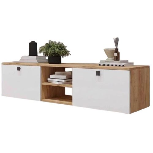купить Тумба напольная для TV Mobildor-Lux ZEN (160x35x38H cm) Sonoma/Alb в Кишинёве 