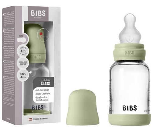 купить Поильник BIBS 50191250 Biberon din sticla anticolici Sage cu tetina din silicon 0+ luni, 120ml в Кишинёве 