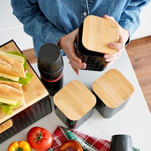 купить Контейнер для хранения пищи Tadar Geometric Black 3pcs в Кишинёве 