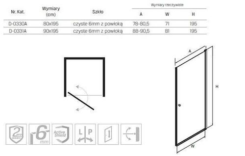 cumpără Cabină de duș New Trendy Shower Door Superia 90x195 6 mm D-0331A în Chișinău 