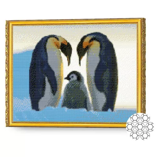 купить Картина по номерам Art Gallery GA84593 Mozaic cu diamante 40x50cm Familia de pinguini в Кишинёве 