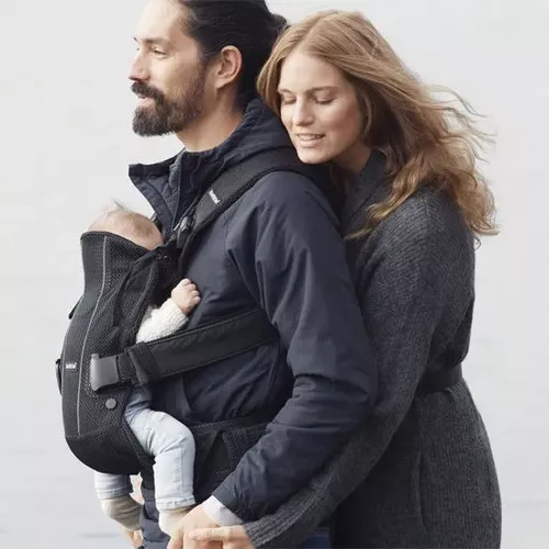 Анатомический рюкзак-кенгуру BabyBjorn One Air Black, 3D Mesh 