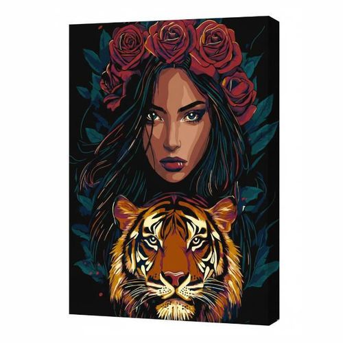 cumpără Tablou pe numere Ideyka KHO8481 30x40cm Eco, Privire pradatoare cu vopsele metalic extra în Chișinău 