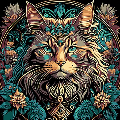 cumpără Tablou pe numere Strateg 57201 Magia Pisicii 30x30cm (fundal negru) în Chișinău 