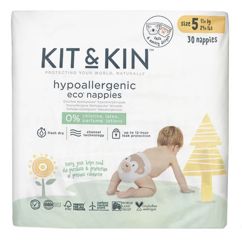 Гипоаллергенные эко-подгузники Kit&Kin 5 (11+ kg) 120 шт 