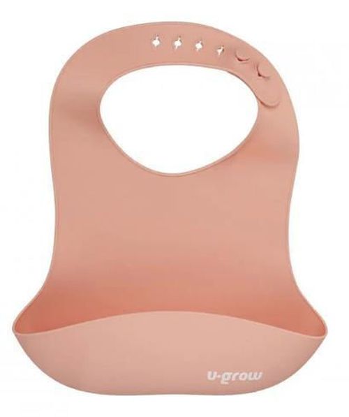купить Посуда для кормления U-Grow UG-SET2PK Set diversificare 5 piese din silicon: bavetă, bol, farfurie, linguriță și furculiță, roz в Кишинёве 