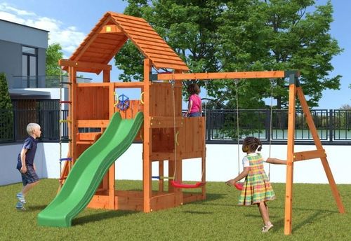 купить Комплектующий элемент для детской площадки Fungoo MOVE RED, module teak painted (with 2xFlat Red Seat) в Кишинёве 