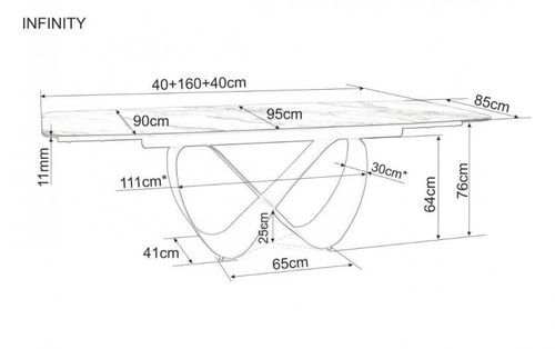 купить Стол Signal Infinity Ceramic 160(240)*95 bialy/brazowy в Кишинёве 