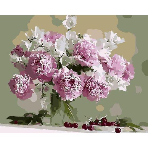 купить Картина по номерам Richi (03666) Bujori roz și clopoței albi 40x50 в Кишинёве 
