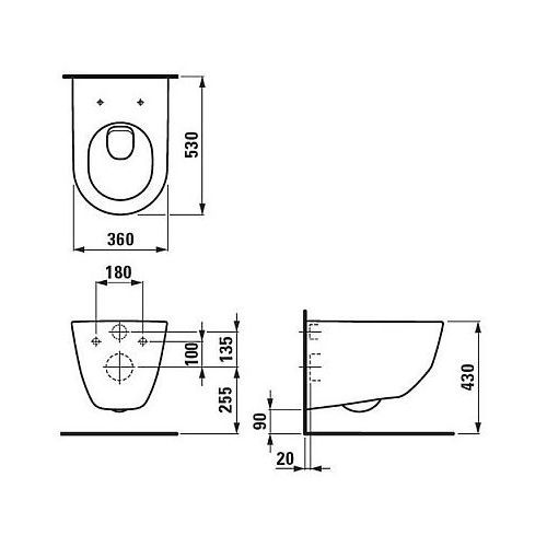 WC suspendat complet cu scaun standard, cu sistem de coborâre moale LAUFEN PRO Rimless 