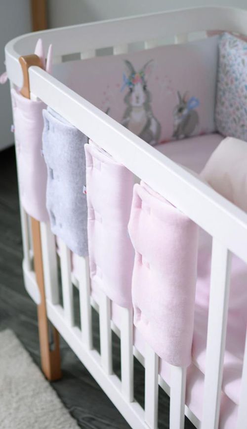 купить Бортик для кроватки Veres 154.05.11 Комплект Фэнс-бампер 6ед. Summer bunny pink 30*17 в Кишинёве 