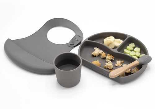 Set de masa din silicon BabyJem Grey (4 piese) 