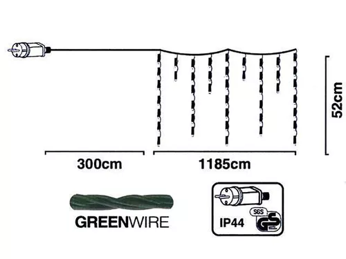 купить Гирлянда Promstore 37043 Огни новогодние Сосульки 360LED 12x0.5m, тепл-бел, зел в Кишинёве 