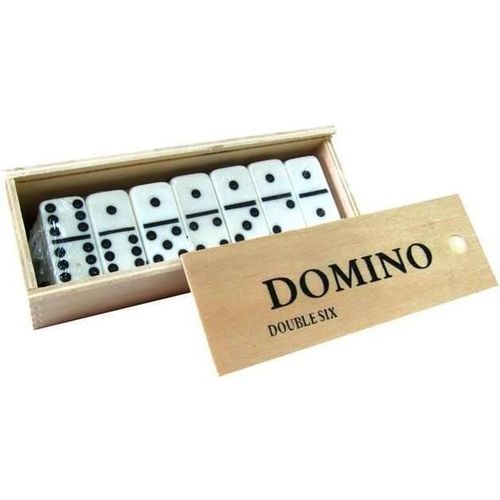 купить Настольная игра Promstore 38324 Игра домино в деревянной коробке 15.5x5.5x5cm в Кишинёве 