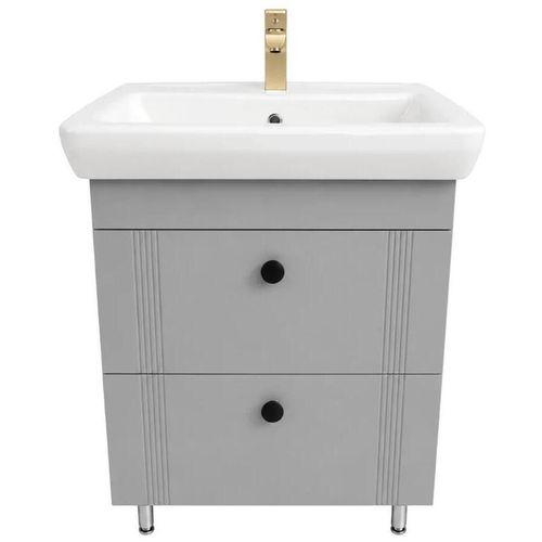 купить Шкаф под умывальник Mashtab 22276 Palma (ML) cu 2 sertare 650x470x850 Gri mat в Кишинёве 