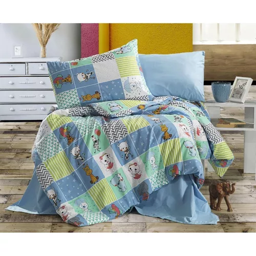 купить Домашний текстиль Cottony SLPR Ranforcce Tedy blue/Blue inchis: Euro в Кишинёве 