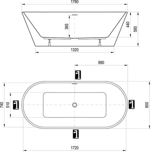 купить Ванна Ravak Solo acryl freestanding 178x80 XC00100025 в Кишинёве 