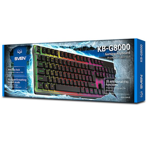 cumpără Tastatura gaming SVEN KB-G8000 Gaming Keyboard, membrane with tactile feedback,105 keys, 20 Fn-keys, Backlight,  Rus, 1.8m, USB, Рус/Укр/Eng, Black (tastatura/клавиатура) în Chișinău 