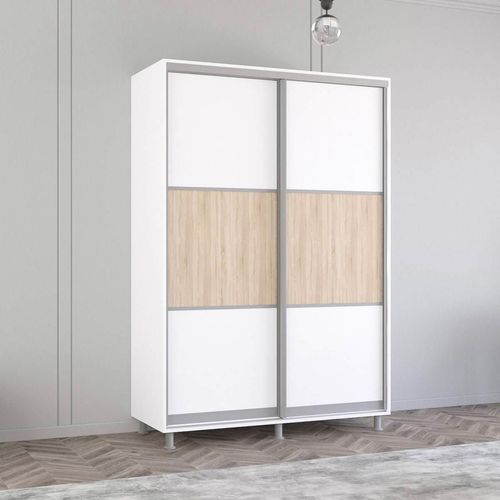 купить Шкаф Mobildor-Lux Горизонтальные раздвижные двери из ДСП Aron-P 1,0–1,8 м (140 x 60 x 210 см), цвет: бриллиантово-белый в Кишинёве 