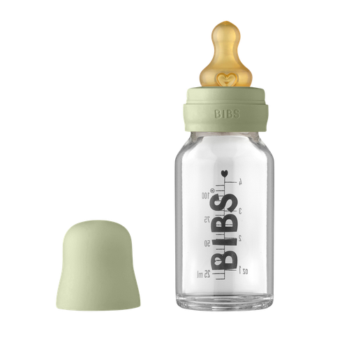 Biberon din sticla BIBS Sage (0+) 110 ml 