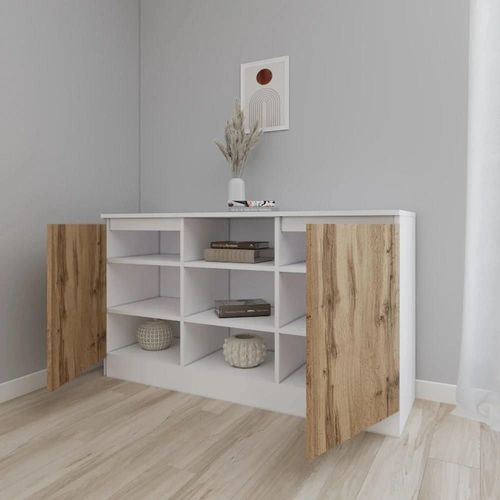 cumpără Comodă Smartex (16255) Т5 140cm Alb+Stejar inchis în Chișinău 