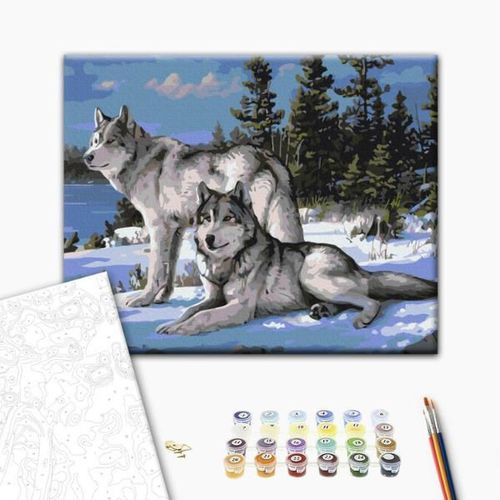 купить Картина по номерам BrushMe BS51412 40x50cm (în cutie) Lupii apărători в Кишинёве 