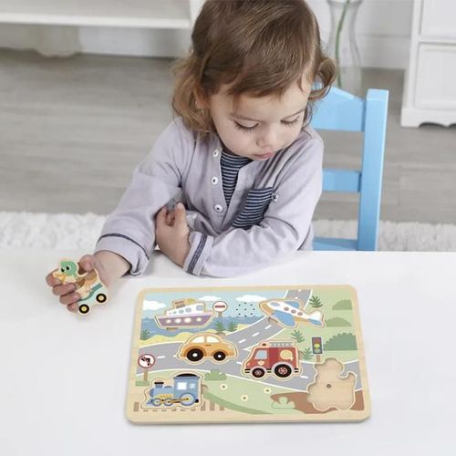 купить Головоломка Tooky Toy TL064N Puzzle din lemn Transport cu Sunet, 60662 в Кишинёве 