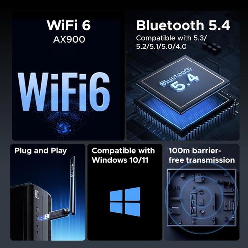 купить Wi-Fi адаптер Ugreen 75109 AX900 Wi-Fi 6 Bluetooth USB Wireless Adapter CM845 в Кишинёве 