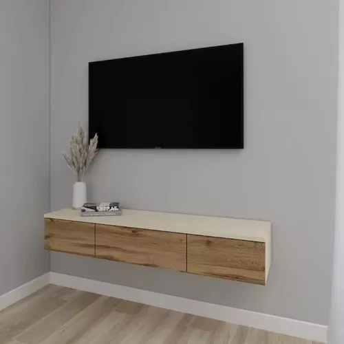 купить Тумба напольная для TV Smartex (16584) Т10 140 TV-Навесная Ivory+Stejar Inchis в Кишинёве 