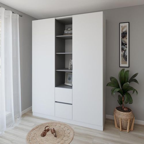 купить Шкаф Smartex (15843) N14 160cm Alb+Grafit в Кишинёве 