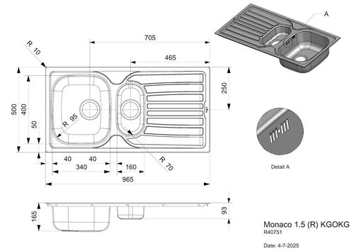 cumpără Chiuvetă bucătărie Reginox R40751 Monaco 1,5 în Chișinău 