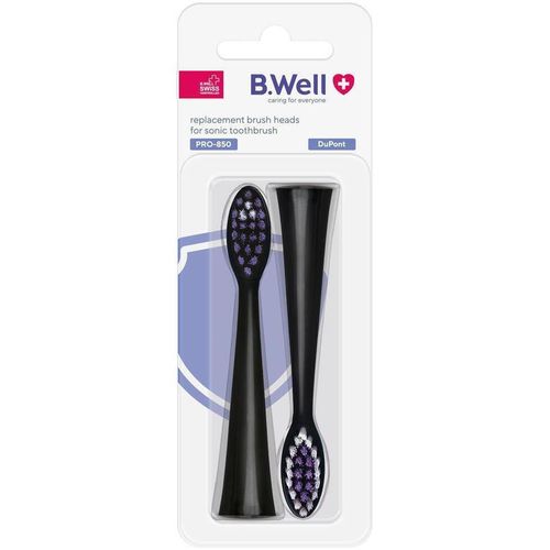 купить Сменная насадка для электрических зубных щеток B.Well Rezerva PRO-850 neagră, 2buc в Кишинёве 