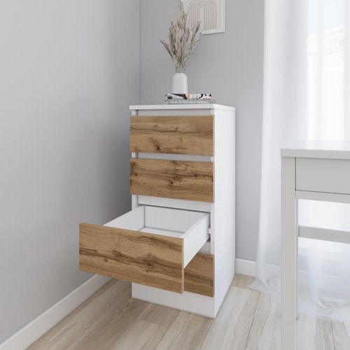 купить Комод Smartex (16002) Т1 40cm Alb+Stejar inchis в Кишинёве 
