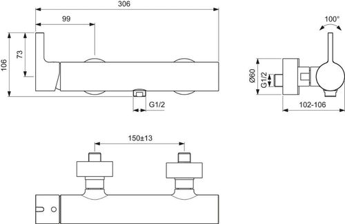 cumpără Baterie de duș Ideal Standard Atelier JOY Magnetic Grey BC785A5 în Chișinău 
