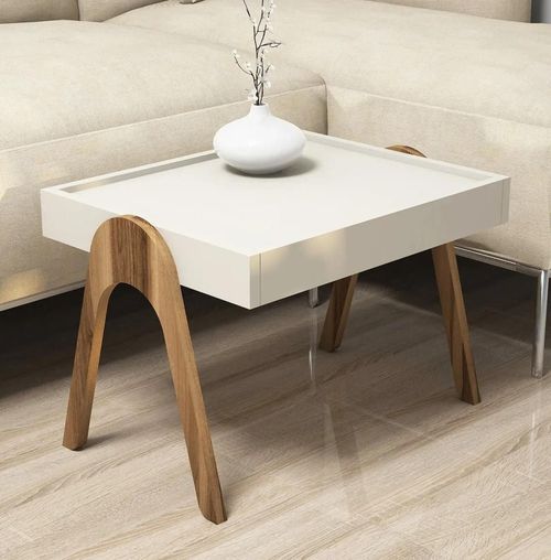 cumpără Măsuţă cafea Trendy Roma, Nuc, Smantana 48x42x35cm, masa de cuibarit (3 bucati) în Chișinău 