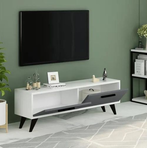купить Тумба напольная для TV Trendy Melisa Alb, Antracit (GTR000360) в Кишинёве 