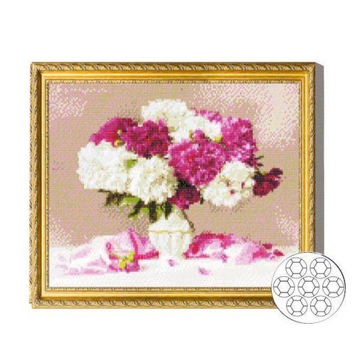 купить Картина по номерам Art Gallery GA73643 Mozaic cu diamante 40x50cm Bujori albi si roz в Кишинёве 