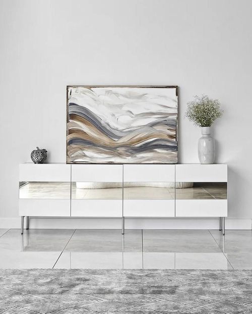 cumpără Comodă TV Trendy Leon, Alb, Argintiu în Chișinău 