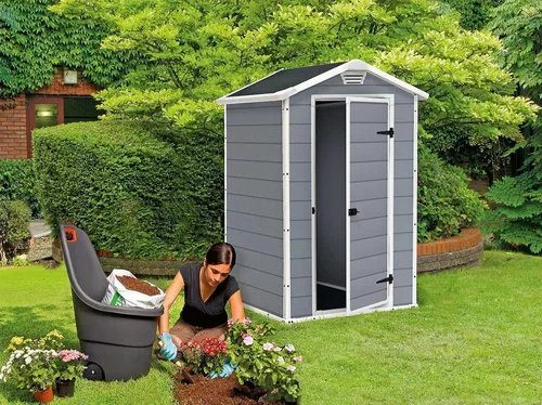 купить Садовый сарай Keter 57720 Manor 4x3, 129x103x196cm, gri/alb в Кишинёве 