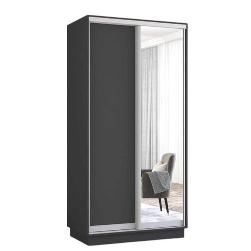 cumpără Dulap Mobildor-Lux Fox uși glisante din oglindă și PAL (110x60x200H cm) Anthracite în Chișinău 