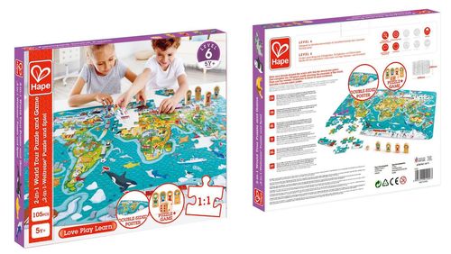 cumpără Puzzle Hape E1626 Puzzle și Joc - Turul Lumii (2 in 1) în Chișinău 