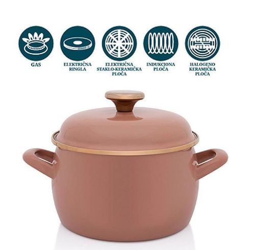cumpără Cratiță Metalac 57055 Cratita emailata Mocha Mousse 18cm, 3.1L, capac din metal în Chișinău 