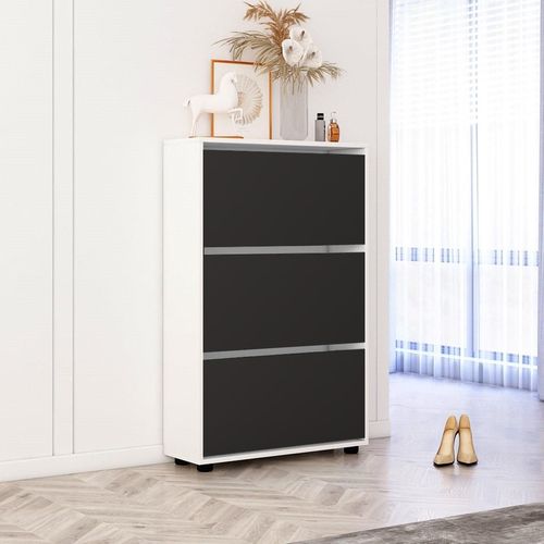 cumpără Raft pentru încălțăminte Mobildor-Lux Leo 50x27x125H cm White/Anthracite în Chișinău 