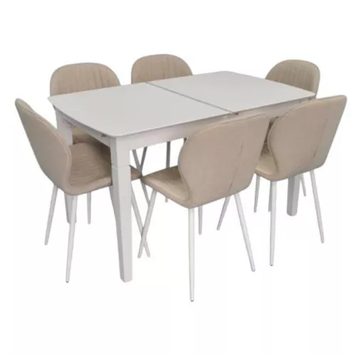 купить Комплект стол и стулья Evelin di Costacurta стол HV-27V White + 6 стульев YTC-064Wh Bjorn-24 в Кишинёве 