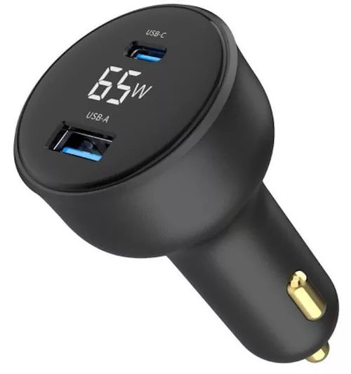 купить Зарядное устройство для автомобиля Gembird TA-UC-AC2PD65LCD-CAR-01 в Кишинёве 