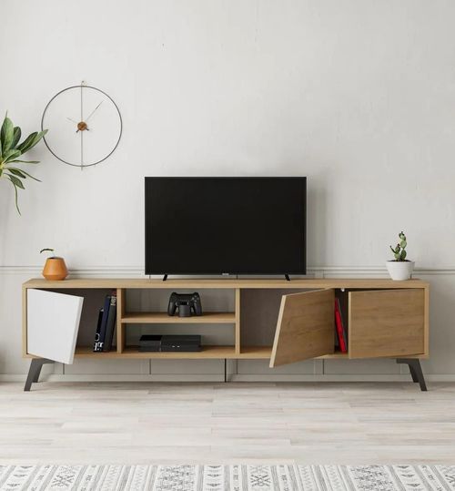 cumpără Comodă TV Trendy Fiona, Stejar, Alb 180x48x35cm în Chișinău 
