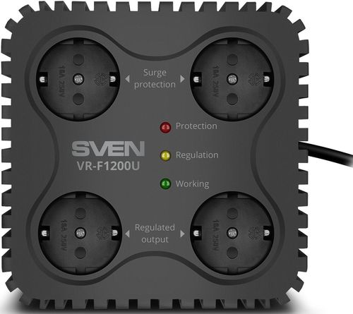 купить Стабилизатор напряжения Sven VR-F1200U, 330W, Black в Кишинёве 